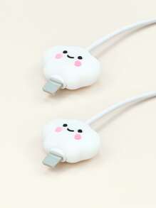 2pcs Cloud Design Data Cable Protector Charger Protector - White - View 2