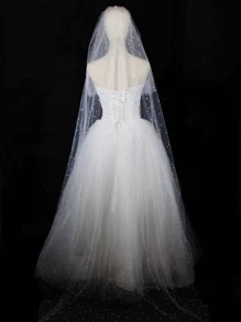 1 chiếc khăn voan cô dâu trang trí ngọc trai giả thanh lịch dành cho nữ, dùng trong đám cưới - trắng - Xem 1