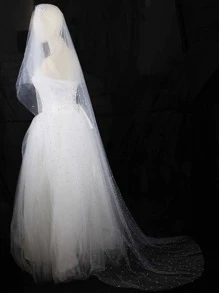 1 chiếc khăn voan cô dâu trang trí ngọc trai giả thanh lịch dành cho nữ, dùng trong đám cưới - trắng - Xem 2