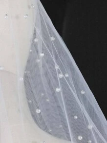 1 chiếc khăn voan cô dâu trang trí ngọc trai giả thanh lịch dành cho nữ, dùng trong đám cưới - trắng - Xem 3
