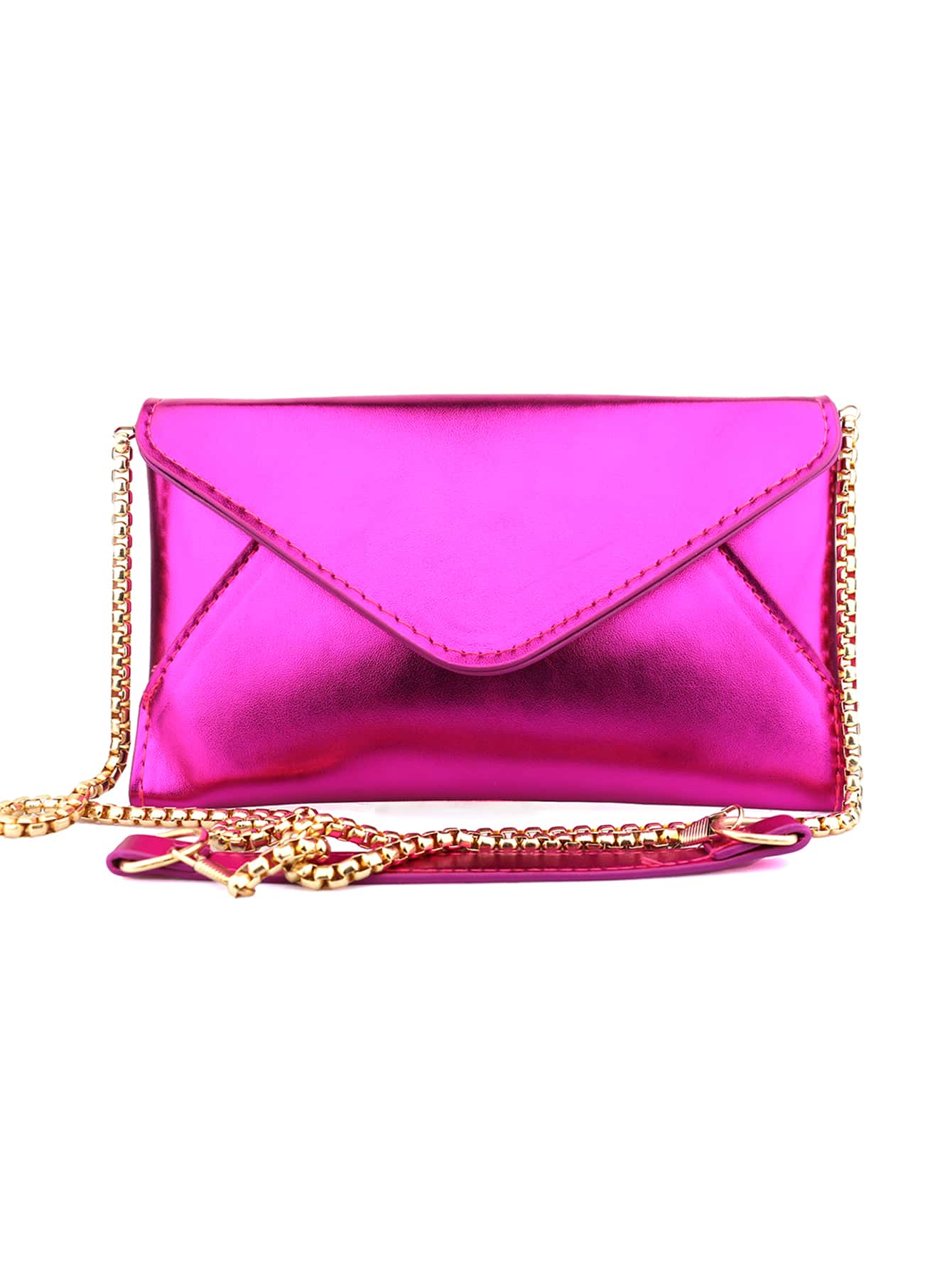 豪華晚餐包、晚餐包迷人、優雅、精緻、安靜豪華 PU 信封包翻蓋鏈金屬時髦方形包，金屬鏈適合女士、女士、派對女孩、新娘完美適合派對、婚禮、舞會、晚餐/宴會、晚餐/宴會，送給女性媽媽老師朋友伴娘的最佳禮物 - 玫紅色 - 查看 1