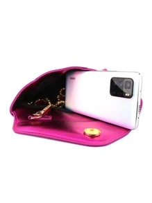 豪華晚餐包、晚餐包迷人、優雅、精緻、安靜豪華 PU 信封包翻蓋鏈金屬時髦方形包，金屬鏈適合女士、女士、派對女孩、新娘完美適合派對、婚禮、舞會、晚餐/宴會、晚餐/宴會，送給女性媽媽老師朋友伴娘的最佳禮物 - 玫紅色 - 查看 5