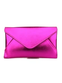 豪華晚餐包、晚餐包迷人、優雅、精緻、安靜豪華 PU 信封包翻蓋鏈金屬時髦方形包，金屬鏈適合女士、女士、派對女孩、新娘完美適合派對、婚禮、舞會、晚餐/宴會、晚餐/宴會，送給女性媽媽老師朋友伴娘的最佳禮物 - 玫紅色 - 查看 7