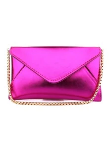 豪華晚餐包、晚餐包迷人、優雅、精緻、安靜豪華 PU 信封包翻蓋鏈金屬時髦方形包，金屬鏈適合女士、女士、派對女孩、新娘完美適合派對、婚禮、舞會、晚餐/宴會、晚餐/宴會，送給女性媽媽老師朋友伴娘的最佳禮物 - 玫紅色 - 查看 8