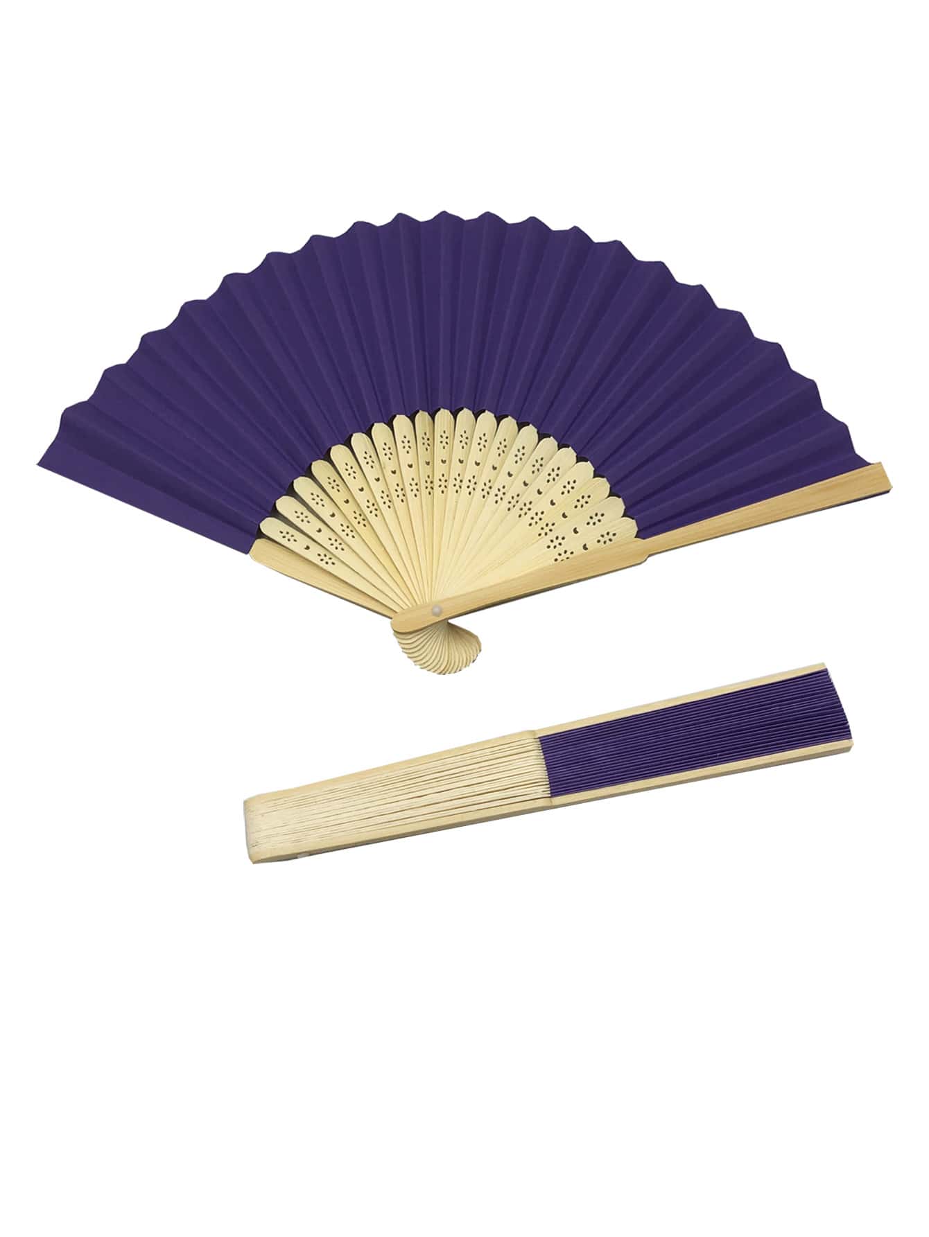 1pc Paper Manual Fan, Modernist Purple Hollow Out Folding Fan For Home - Purple - View 1