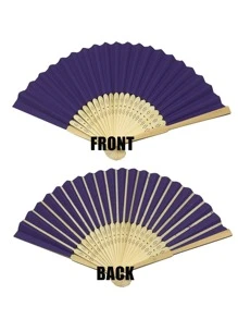 1pc Paper Manual Fan, Modernist Purple Hollow Out Folding Fan For Home - Purple - View 2