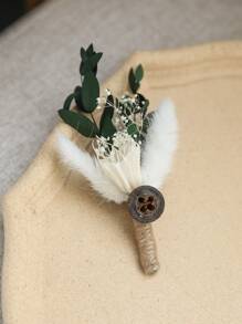 1pc Women Flower & Pom Pom Decor Fashion Style Boutonniere