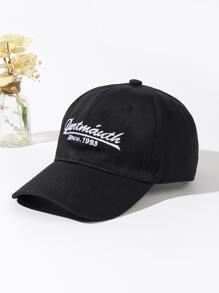 1入男女適用刺繡字母棒球帽,適用於戶外和休閒穿著 - 黑色 - 查看 1