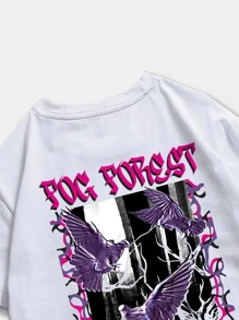 ROMWE MEN Street Life Guys Pigeon Print Tee - White - View 5