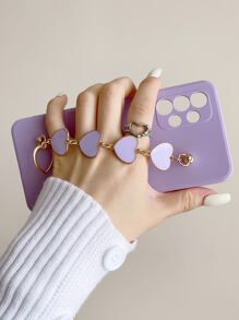 Heart Print Phone Case With Hand Strap Holder