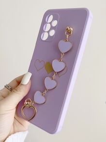 Heart Print Phone Case With Hand Strap Holder