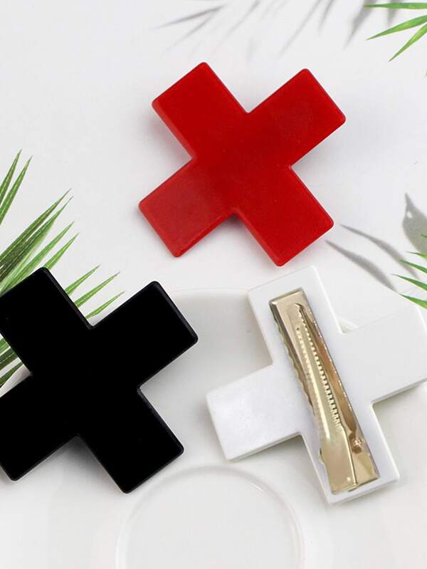 3pcs Women Cross Design Creative Hair Clip, For Decoration Street Claw Clips Hair Claws Hair Barrettes