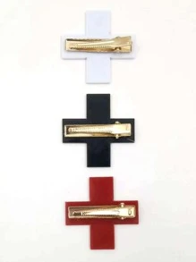 3pcs Women Cross Design Creative Hair Clip, For Decoration Street Claw Clips Hair Claws Hair Barrettes, School Stuff