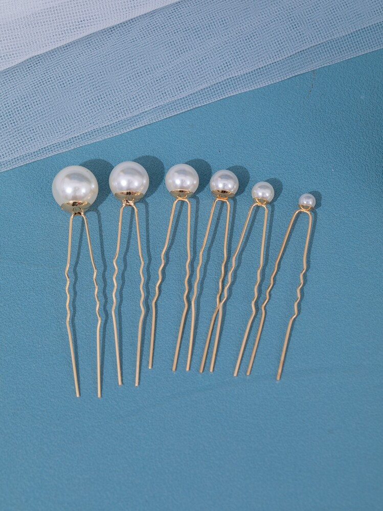 18pcs Women Pearl Decor Fashion Style Hair Pin, For Decoration Elegant Valentine's Day Accessories,Wedding Hair Accessories - Gold - View 5
