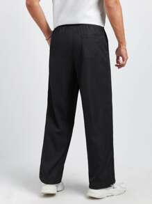 GENTILAND Men Drawstring Waist Seam Detail Trousers - Black - View 2