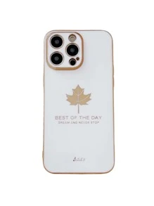 1pc Maple Leaf Plating Anti-drop Phone Protective Case Compatible With Apple And Samsung Phones - White - View 2