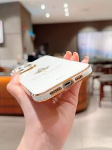1pc Maple Leaf Plating Anti-drop Phone Protective Case Compatible With Apple And Samsung Phones - White - View 3