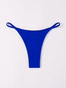 SHEIN Swim Summer Beach Solid Thong Bikini Bottom - Royal Blue - View 3