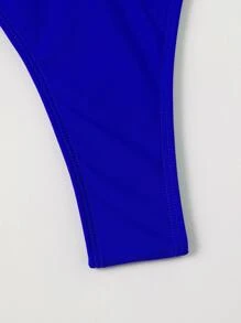 SHEIN Swim Summer Beach Solid Thong Bikini Bottom - Royal Blue - View 6
