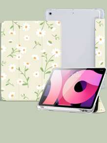 花卉圖案PU皮革保護套適用於iPad - 彩色 - 查看 2