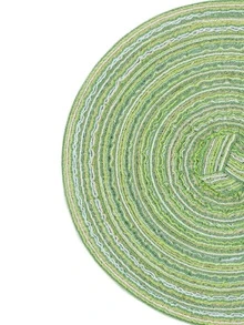 4pcs Round Place Mat, Green Round Woven Polyester Coaster, For Household - Green - View 3