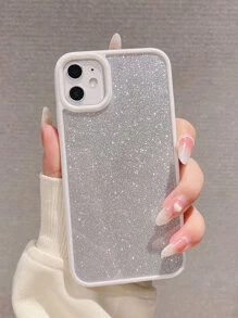 Clear Phone Case With Glitter Paper - White - View 1