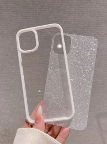 Clear Phone Case With Glitter Paper - White - View 2