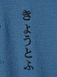 Manfinity Men Japanese Letter Embroidery Frog Button Front Shirt - Blue - View 5