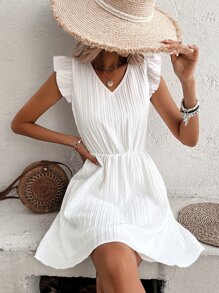 SHEIN Frenchy Casual Eenkleurig Jurk Rimpeling