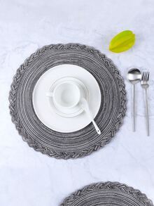 1 st Runda vävda bordstabletter, grå bordsunderlägg för matsalen - Grå - Visa 4