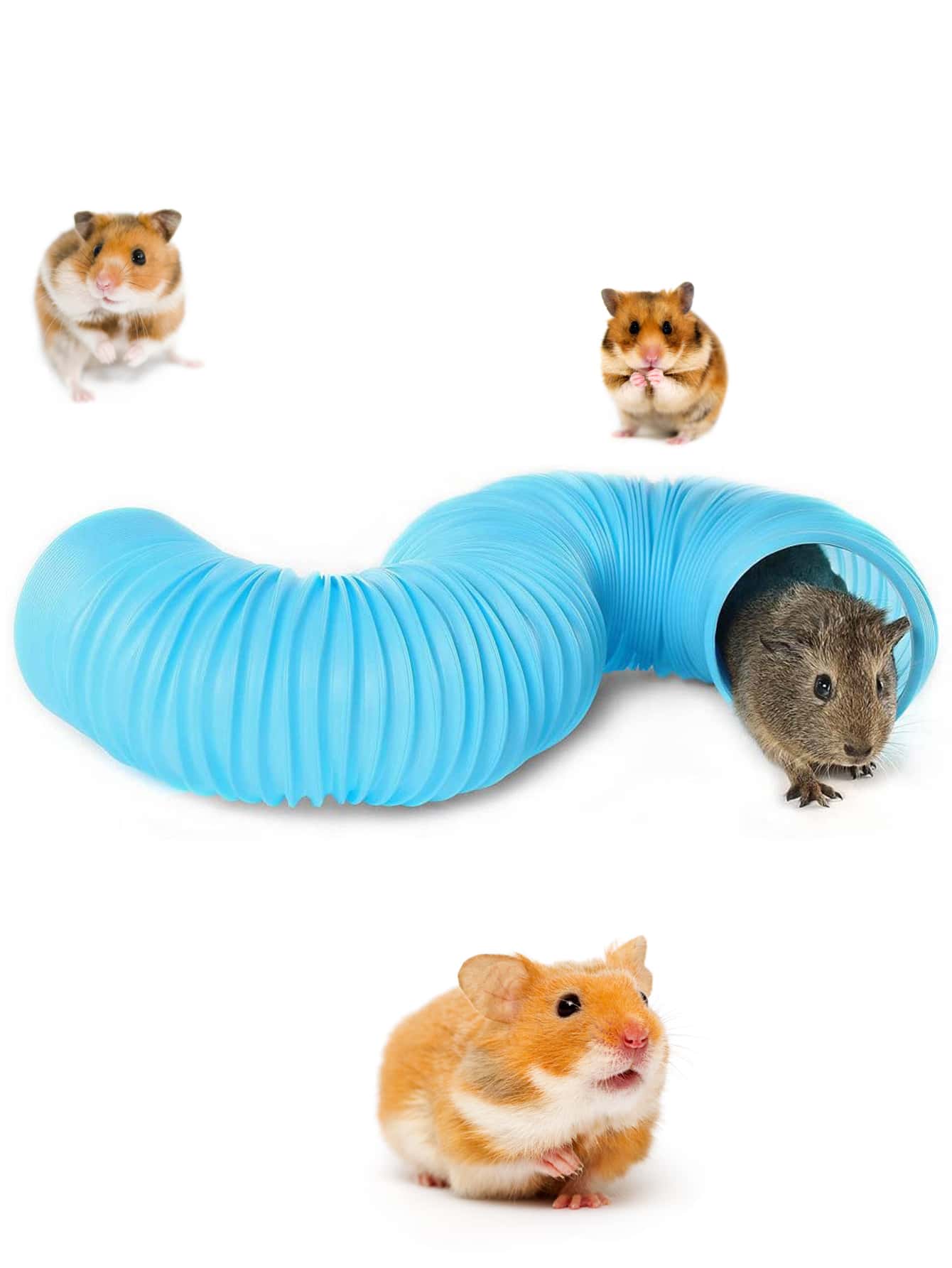 1pc Foldable Hamster Tunnel For Small Animal For Play - Blue - View 1