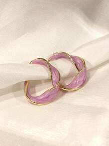 Twist Design Cuff Hoop Bông tai - Nhiều màu - Xem 1