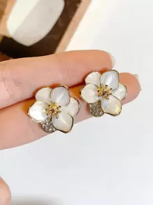 Flower Stud Earrings Valentines - Multicolor - View 4