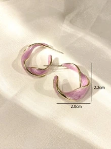 Twist Design Cuff Hoop Bông tai - Nhiều màu - Xem 4