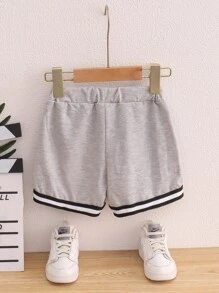Toddler Boys Flap Pocket Striped Trim Shorts - Light Grey - View 2