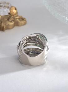 1 Pieza Anillo De Banda Pavimentada Con Circonio Cúbico Multicolor De Estilo Lujoso Y De Moda Para Mujeres, Regalo Del Día De La Madre - Multicolor - Ver 2