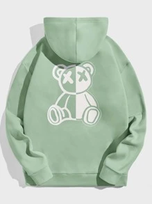 Manfinity VCAY Hombres Capucha con estampado de oso - verde menta - Ver 4
