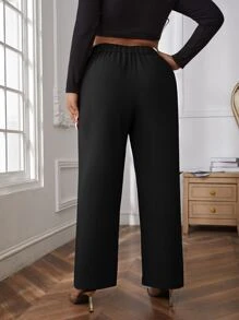 SHEIN Clasi Plus High Waist Seam Detail Straight Leg Pants