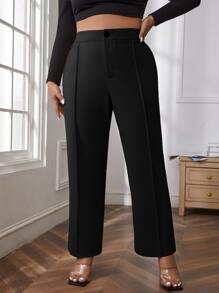 SHEIN Clasi Plus High Waist Seam Detail Straight Leg Pants