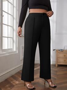 SHEIN Clasi Plus High Waist Seam Detail Straight Leg Pants