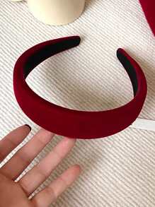 1条周长38厘米/14.96英寸的女士发箍，适合秋冬季节，时尚百搭，简约设计，适合日常佩戴、沐浴、化妆、搭配服装，女士发箍发带，发饰，头饰 - 酒紅色 - 查看 3