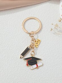 2023博士帽金屬鑰匙扣,備有鉛筆和合金裝飾掛件