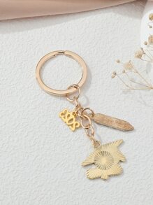 2023博士帽金屬鑰匙扣,備有鉛筆和合金裝飾掛件