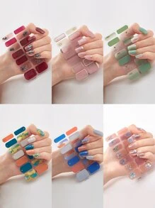6sheets Mixed Nail Art Sticker & 3pcs Nail File - Multicolor - View 1