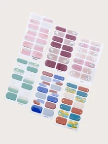 6sheets Mixed Nail Art Sticker & 3pcs Nail File - Multicolor - View 3