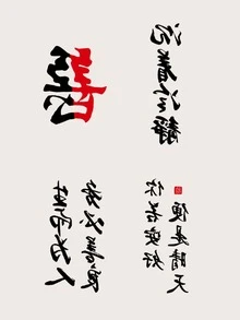 4 vellen Chinese karakter patroon tattoo sticker - Veel kleurig - Bekijken 5