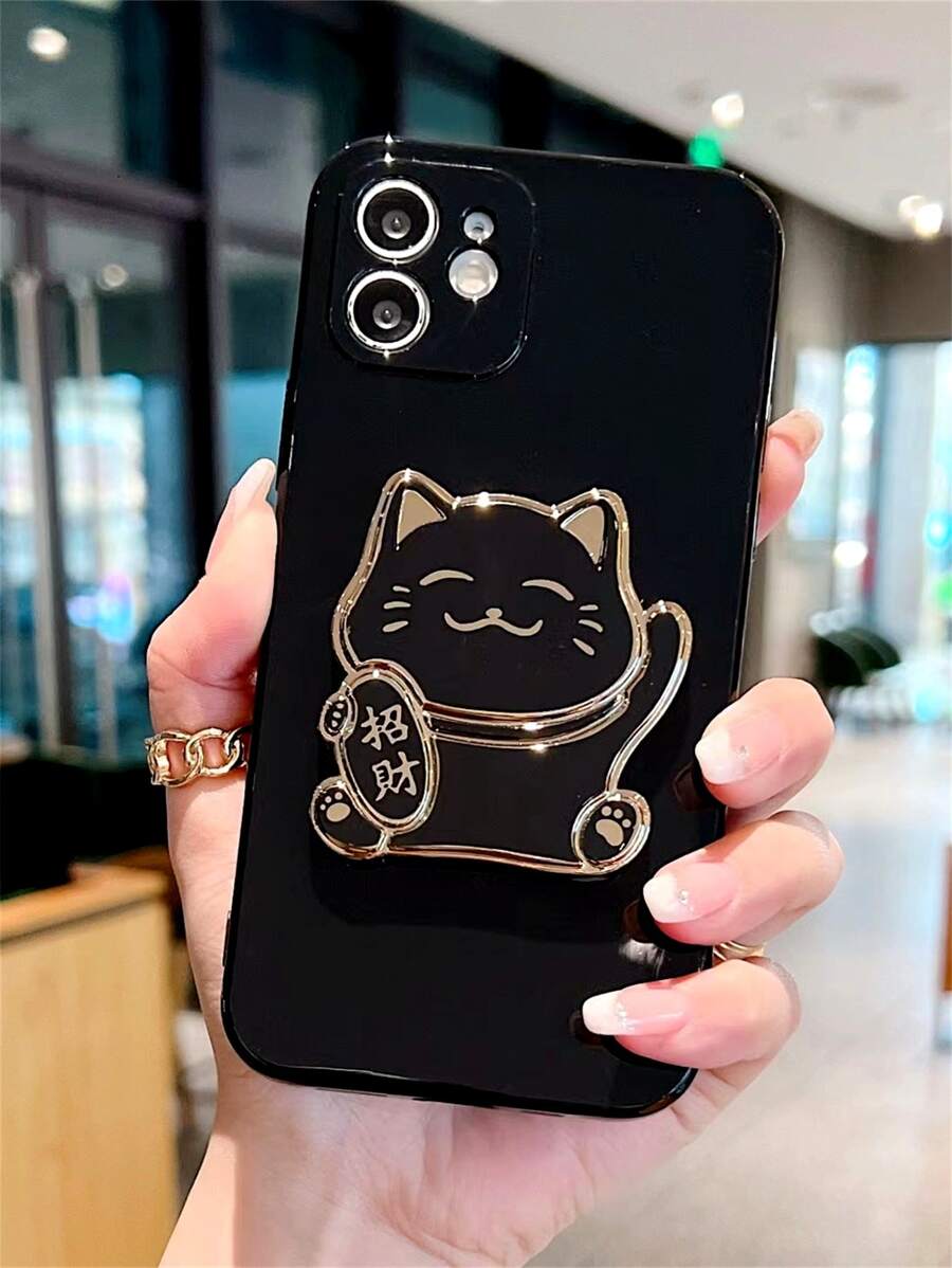 Ốp điện thoại trơn có hình mèo, tương thích với iPhone 15/15Plus/15Pro/15Promax, phiên bản quốc tế, không phải phiên bản nội địa. - Nhiều màu - Xem 1