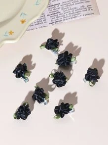 8入組女孩可愛髮飾,甜美白花夾子,適用於公主派對、日常穿著和度假