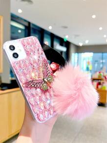镶钻装饰手机壳，带绒球吊坠，兼容 15/15 Plus/15 Pro/15 Pro Max，国际版，非国内版 - 彩色 - 查看 5