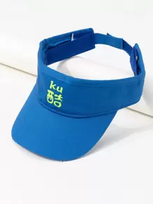 1pc Toddler Kids Chinese Character Embroidered Boho Visor Hat For Vacation - Blue - View 1